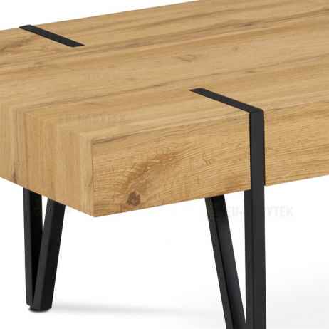 Konferenční stolek 110x60x42, MDF divoký dub, kov černá matná