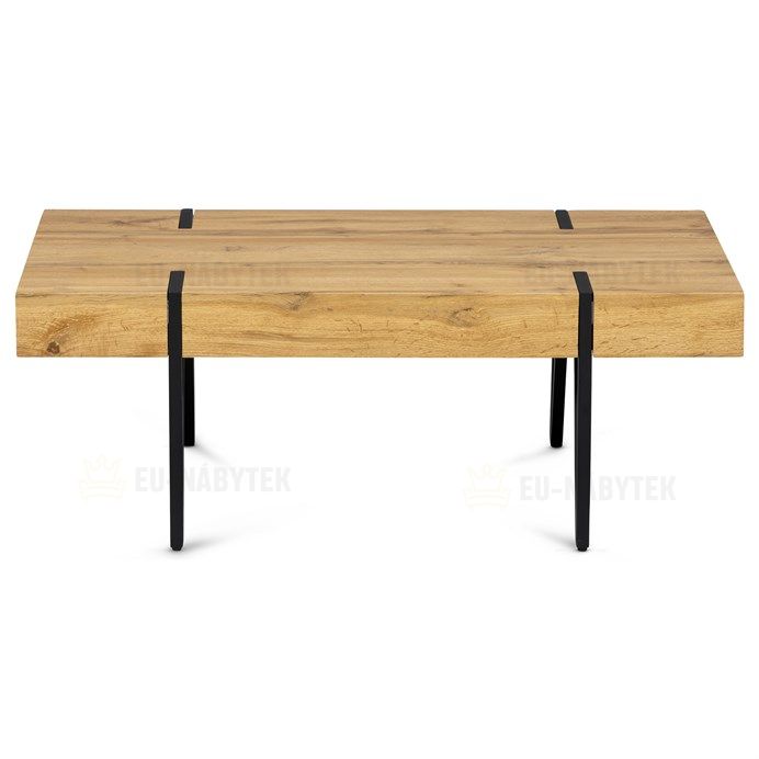 Konferenční stolek 110x60x42, MDF divoký dub, kov černá matná