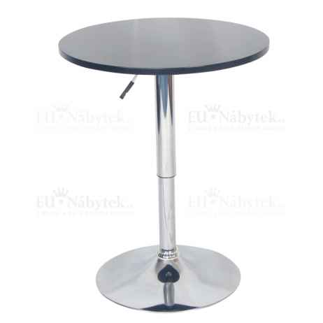 Barový stůl s nastavitelnou výškou, černá, průměr 60 cm, BRANY NEW
