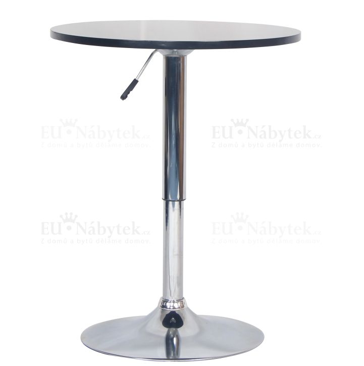 Barový stůl s nastavitelnou výškou, černá, průměr 60 cm, BRANY NEW DOPRODEJ