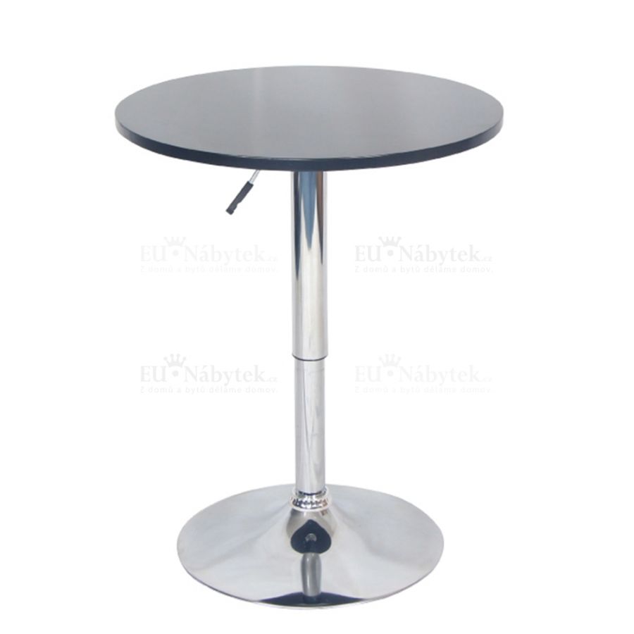Barový stůl s nastavitelnou výškou, černá, průměr 60 cm, BRANY NEW DOPRODEJ