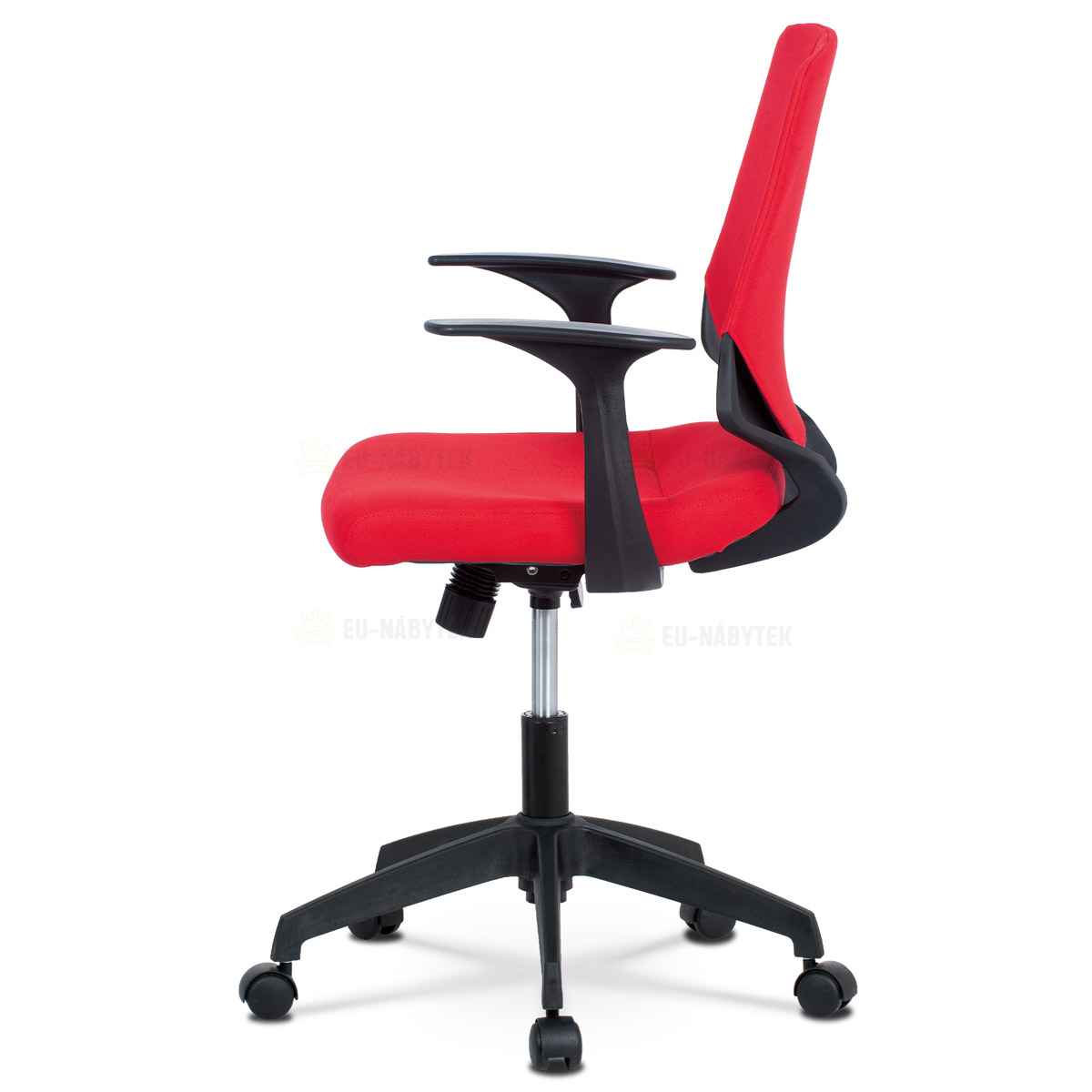 Kancelářská židle, červená látka, černé PP područky