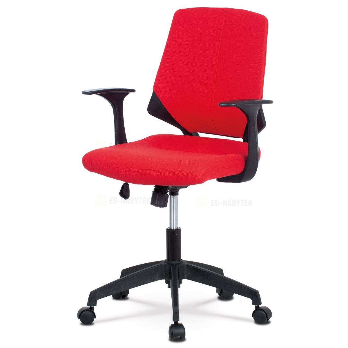 Kancelářská židle, červená látka, černé PP područky
