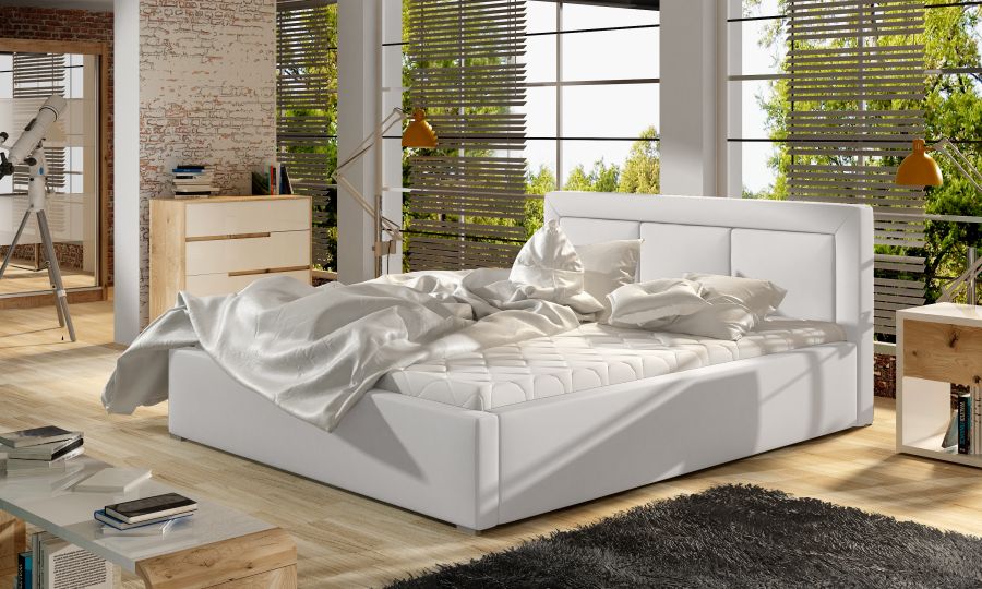 Čalouněná postel BELLA bílá ekokůže