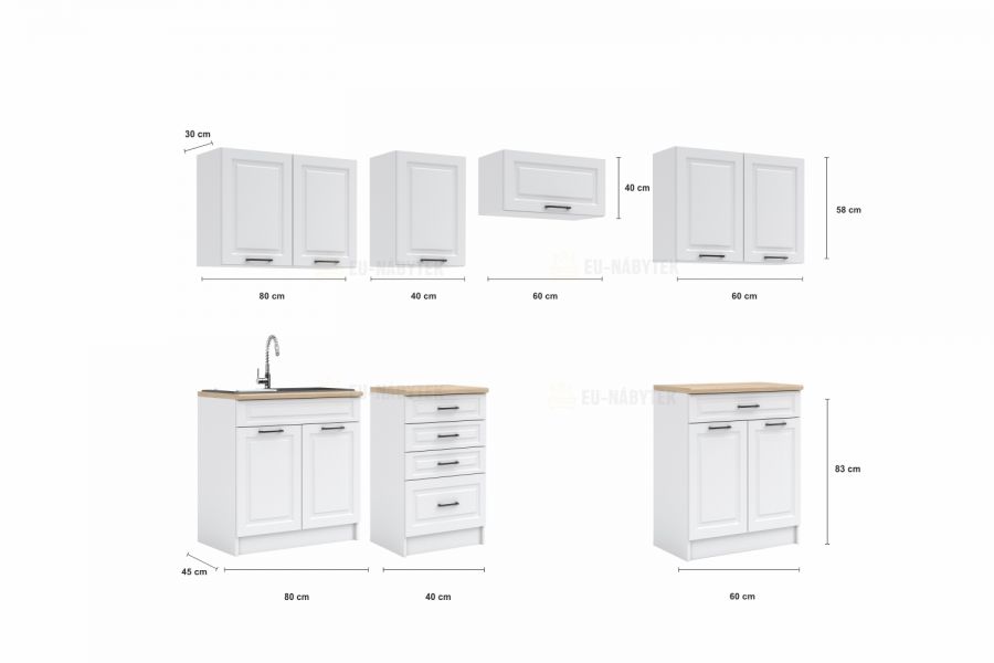 Kuchyňská linka ASTA 240 bílá mat / dub hamilton