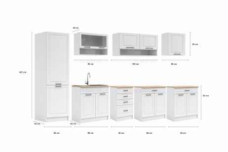 Kuchyňská linka BIRGAMO 300 tmavě šedá antracit / dub hamilton