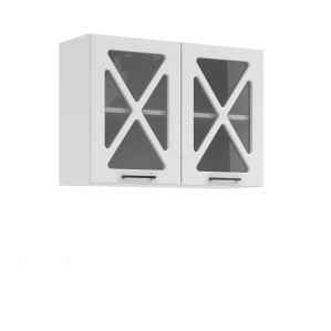 Kuchyňská skříňka ASTA, horní vitrína dvoudvéřová 80cm, bílá mat