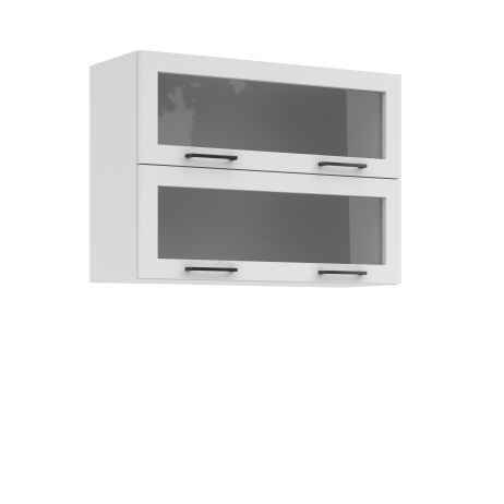 Kuchyňská skříňka ASTA, horní dvojvitrína 80cm, bílá mat