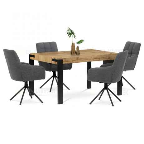 Jídelní stůl 140x88x76, deska MDF dekor divoký dub tloušťka 100mm, kov černý mat