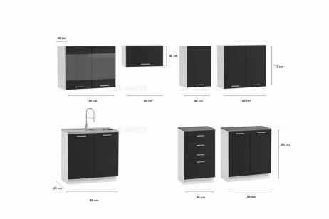 Kuchyňská linka PALERMO 240x180 dub sonoma / tobacco