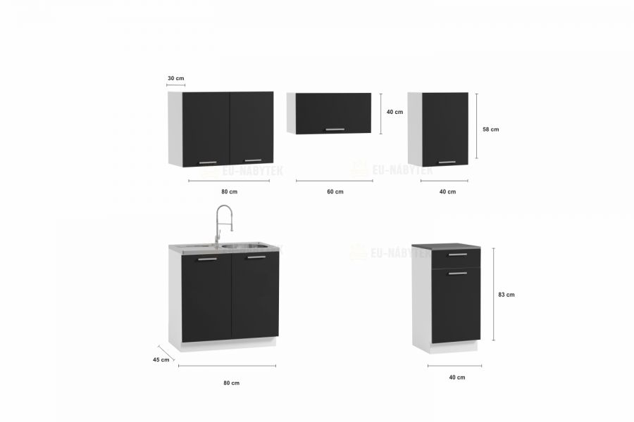 Kuchyňská linka LUSSI 180x120 dub sonoma / tobacco