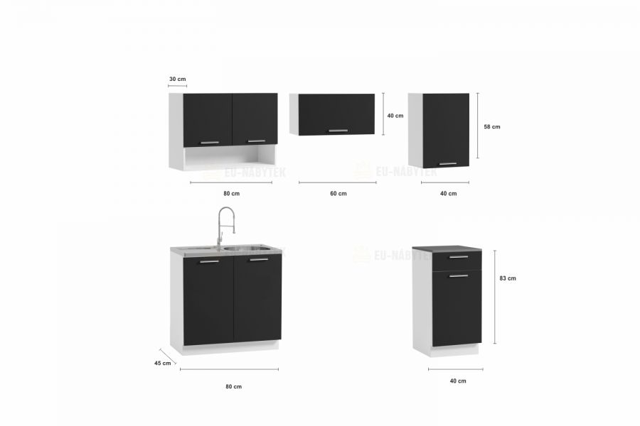 Kuchyňská linka LUSSI II 180x120 dub sonoma / tobacco