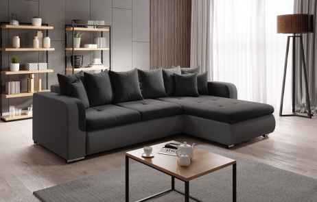 Rozkládací rohová sedačka FRODOS mini černá / šedá