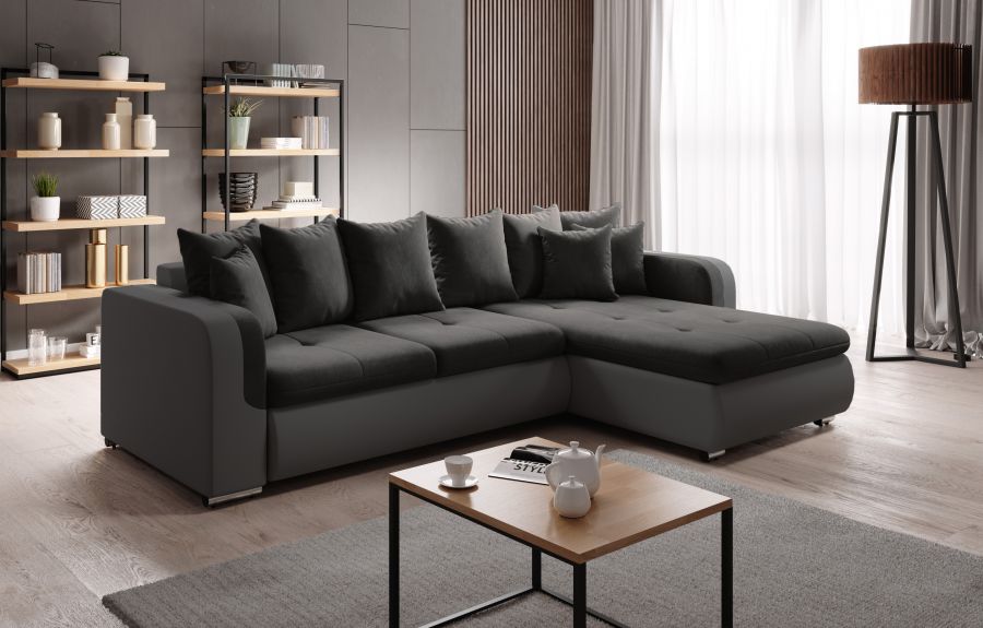 Rozkládací rohová sedačka FRODOS mini černá / šedá