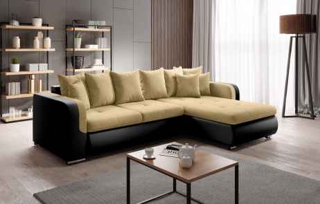 Rozkládací rohová sedačka FRODOS mini žlutá / černá