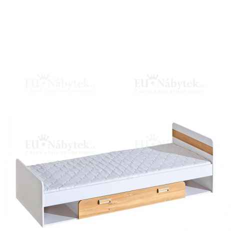 LORENZO L13 postel s úložným prostorem bílá / dub nash