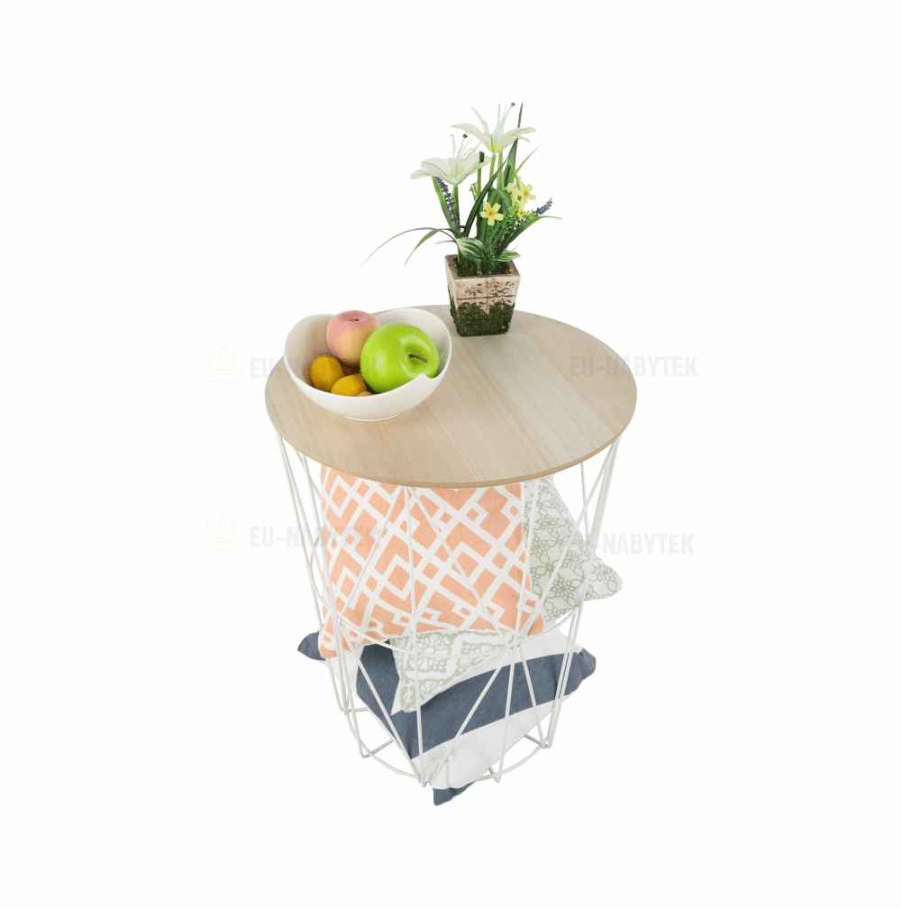 Příruční stolek, přírodní/bílá, NANCER TYP 3 DOPRODEJ