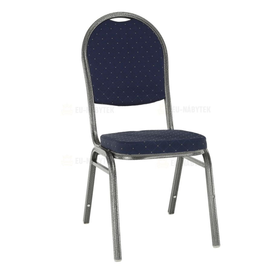 Židle, stohovatelná, látka modrá/šedý rám, JEFF 3 NEW