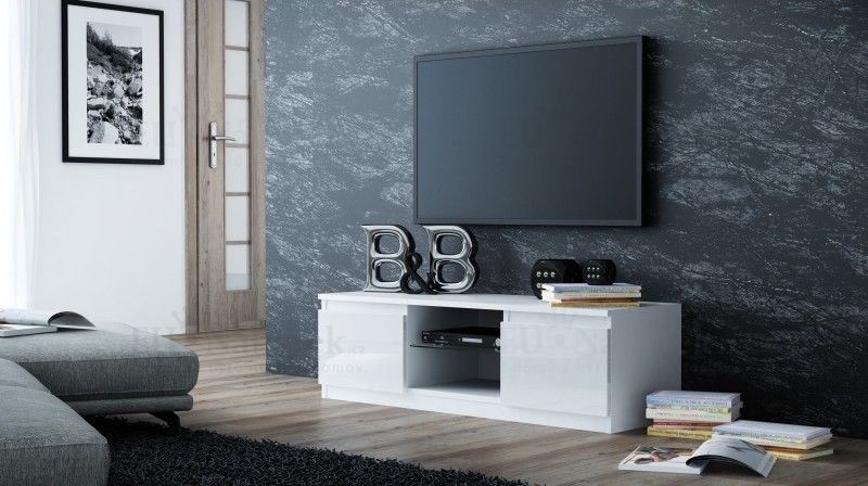 RTV stolek LIBOR 120 bílý lesk DOPRODEJ