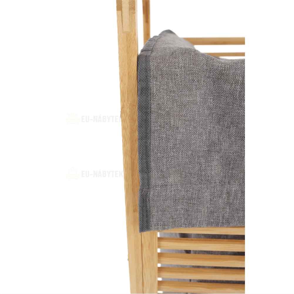 Koš na prádlo, přírodní bambus/šedá, POKO DOPRODEJ