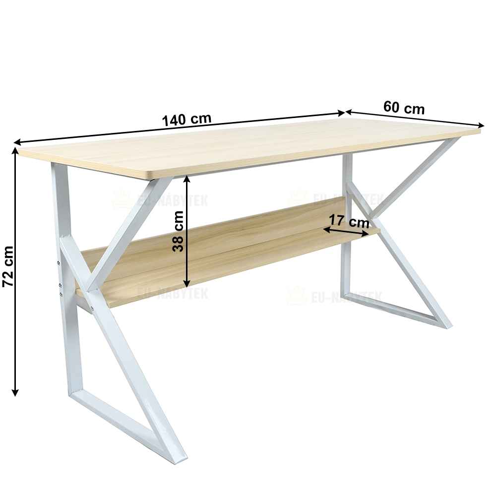 Psací stůl, s policí, dub přírodní / bílá, TARCAL 140 DOPRODEJ
