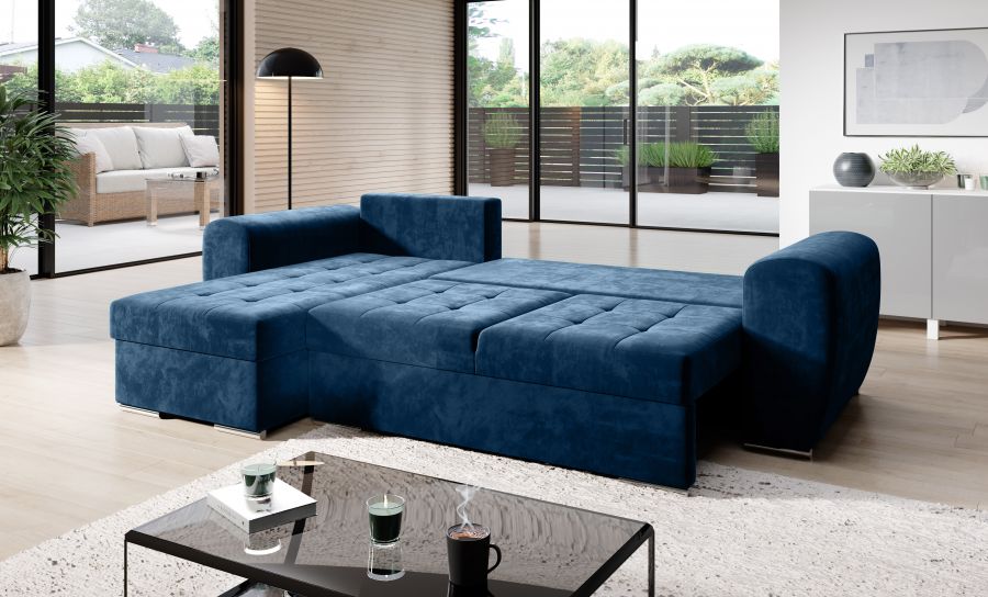 Rozkládací rohová sedačka BARON modrá