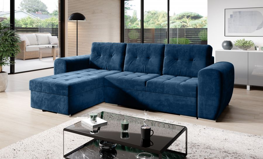 Rozkládací rohová sedačka BARON modrá