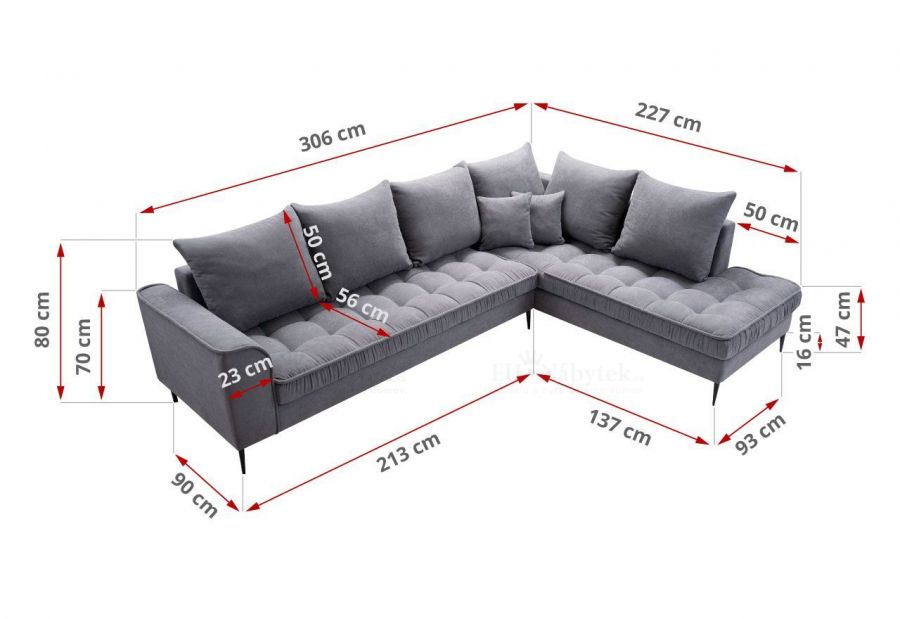 Rohová sedačka LENIA šedá