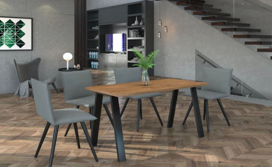 Jídelní stůl LEOPOLD 185x67 dub lancelot / černá