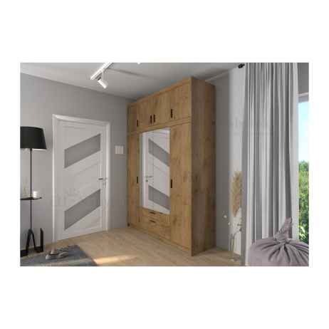 Šatní skříň LENA 176 se zrcadlem dub lefkas