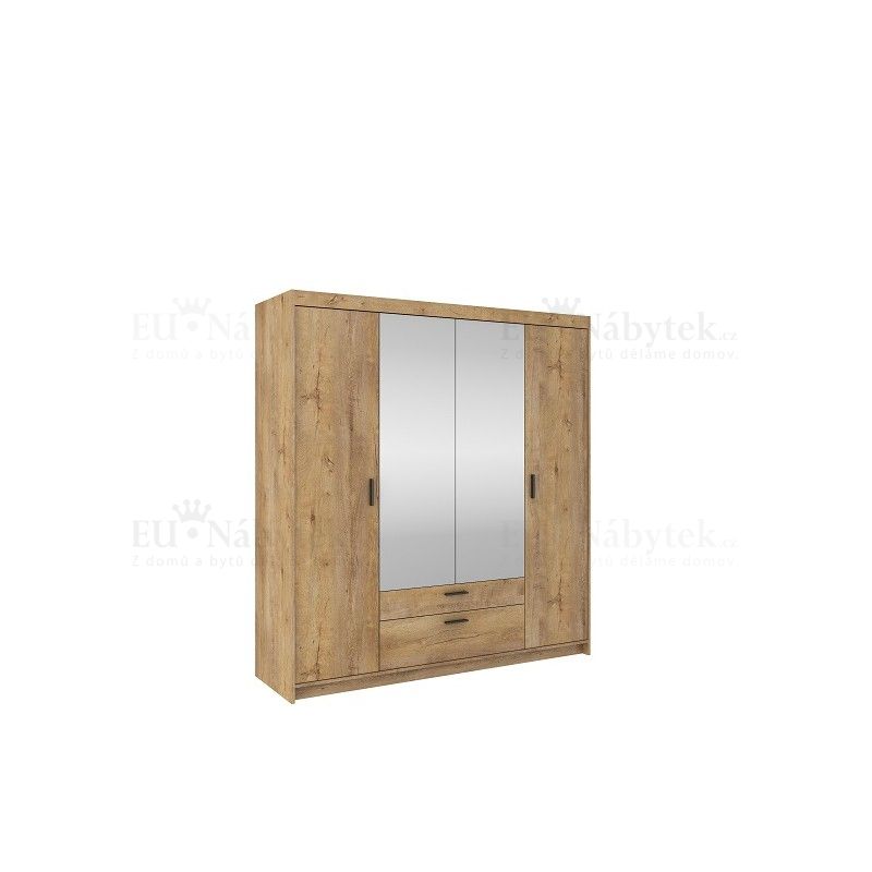 Šatní skříň LENA 176 se zrcadlem dub lefkas