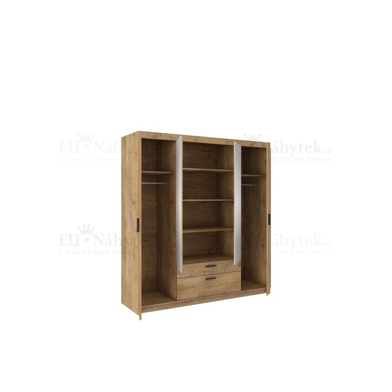 Šatní skříň LENA 176 se zrcadlem dub lefkas