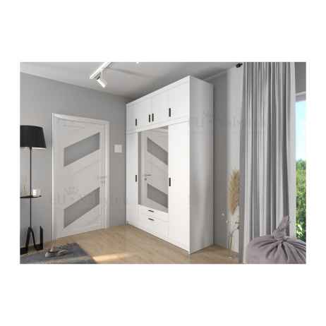 Šatní skříň LENA 176 se zrcadlem bílá