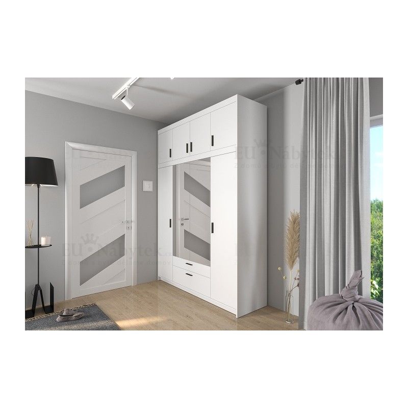 Šatní skříň LENA 176 se zrcadlem bílá