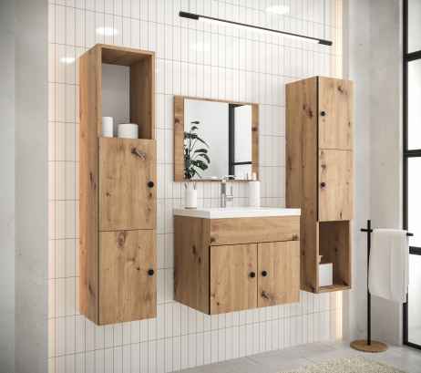 Koupelnová sestava KAROL 1 dub artisan/černá mat