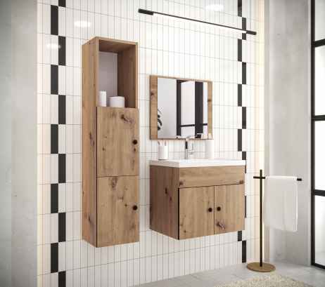 Koupelnová sestava KAROL 3 dub artisan/černá mat