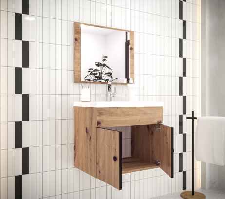 Koupelnová sestava KAROL 4 dub artisan/černá mat
