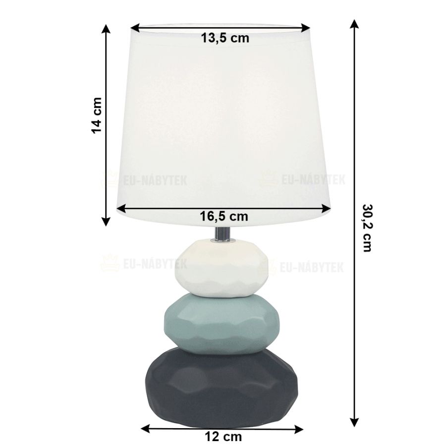 Stolní lampa, bílá / modrá / černá, LENUS DOPRODEJ*