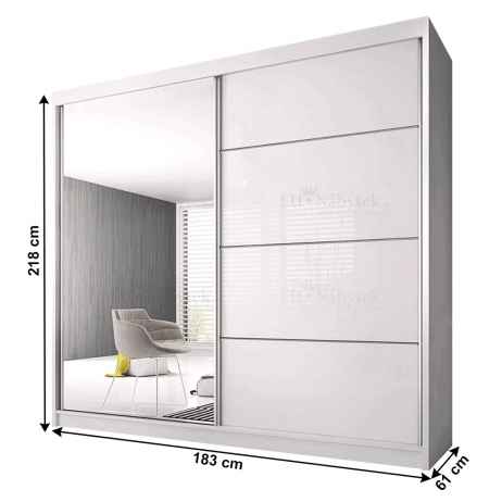Skříň s posuvnými dveřmi, bílá, 183x61x218, MULTI 35 DOPRODEJ*