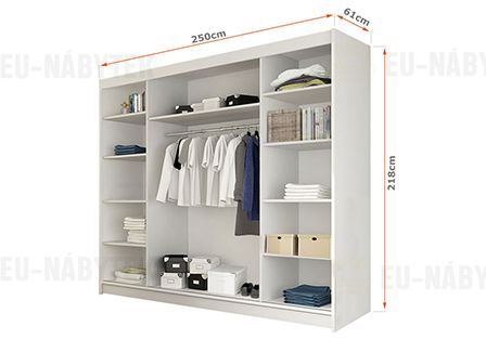 Šatní skříň ALBINA 250 dub sonoma / bílá