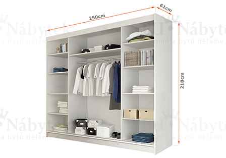 Šatní skříň ALBINA 250 bílá / dub sonoma