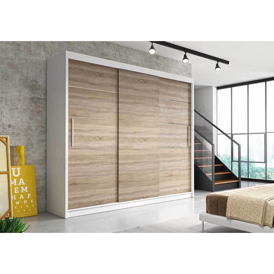 Šatní skříň ALBINA 250 bílá / dub sonoma
