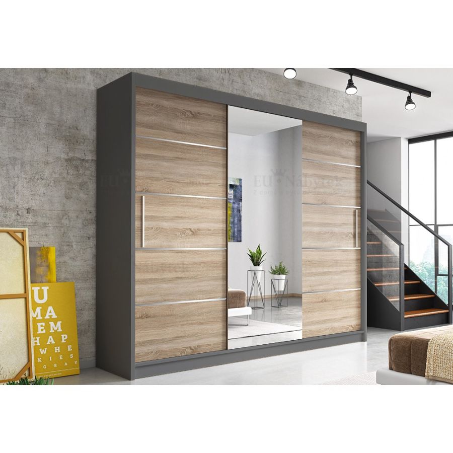 Šatní skříň ASTRIDA 233 grafit / dub sonoma