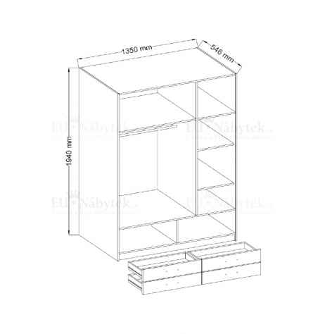 Šatní skříň LEILA 135 dub lefkas