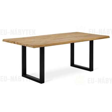 Jídelní stůl 180x90x75 cm, masiv dub, povrchová úprava olejem, kovová podnož 8x4