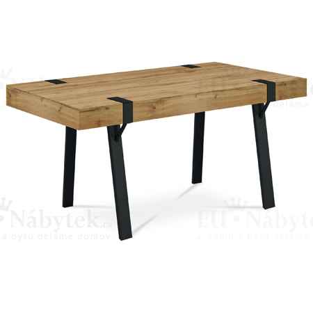 Jídelní stůl 150x90x75, MDF deska tl. 100 mm, 3D dekor divoký dub, kov černý mat