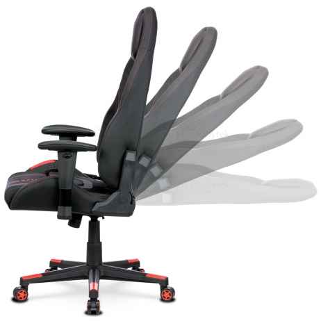 Herní křeslo ERACER, černá sametová látka a ekokůže, houpací mechanismus, opěrák