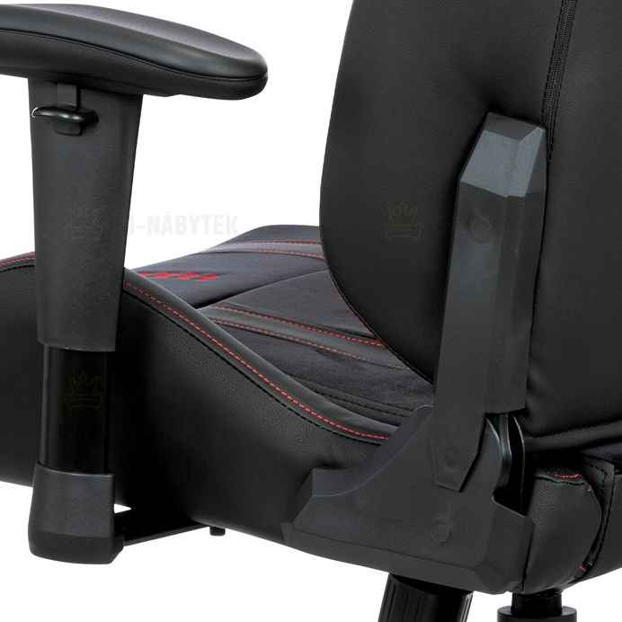 Herní křeslo ERACER, černá sametová látka a ekokůže, houpací mechanismus, opěrák