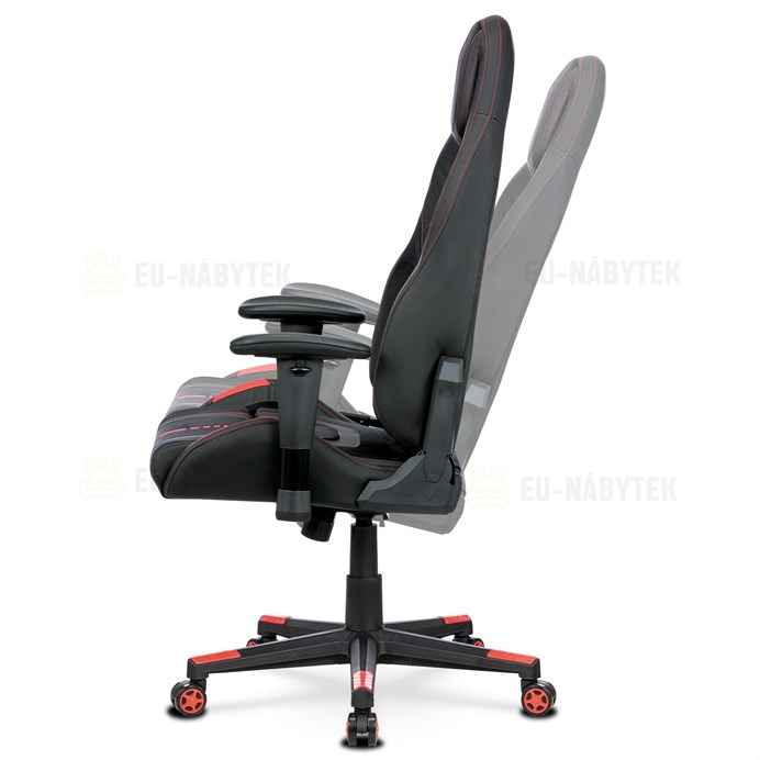 Herní křeslo ERACER, černá sametová látka a ekokůže, houpací mechanismus, opěrák