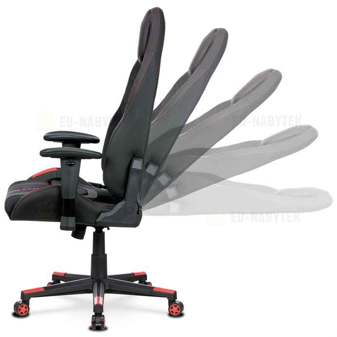 Herní křeslo ERACER, černá sametová látka a ekokůže, houpací mechanismus, opěrák